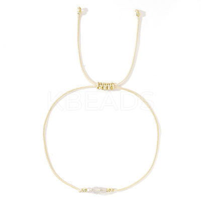 Simple Casual Brass & Natural Quartz Crystal Beads Braided Bracelets LM1536-1-1