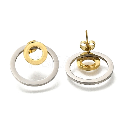 Ion Plating(IP) 304 Stainless Steel Stud Ring Stud Earrings EJEW-C118-02D-1