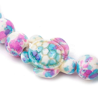 Synthetic Dyed Turquoise Beaded Stretch Bracelets for Women Men BJEW-JB11549-02-1