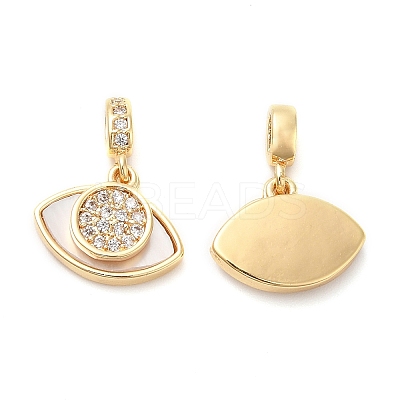 Brass Cubic Zirconia with Shell Pendants KK-K333-37G-1