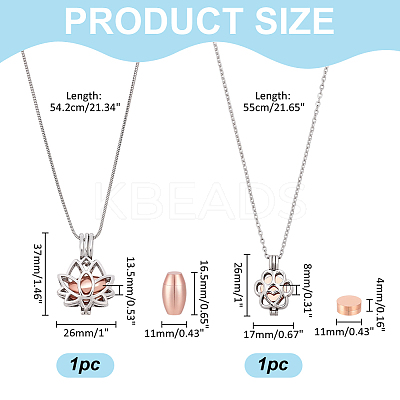 2Pcs 2 Styles Stainless Steel Pendant Urn Ashes Necklaces NJEW-ME0001-10-1
