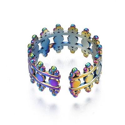 304 Stainless Steel Hollow Wide Band Cuff Ring RJEW-N038-071-1