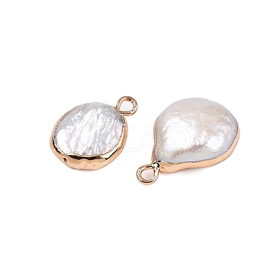 Electroplated Natural Keshi Pearl Teardrop Pendants PEAR-S018-02K-01-1