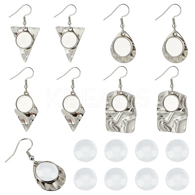 8 Pairs 4 Styles Blank Glass Dome Dangle Earrings EJEW-AB00027-1