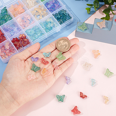180Pcs 15 Style Transparent Spray Painted Glass Beads GLAA-PH0002-43-1
