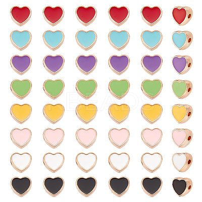 80Pcs 8 Colors Light Gold Plated Alloy Enamel Beads ENAM-AR0001-47-1