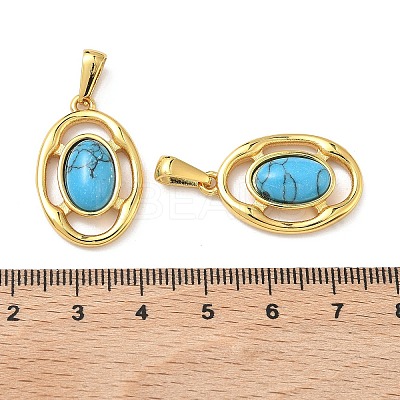 304 Stainless Steel with Synthetic Turquoise Pendants STAS-L309-21D-G-1