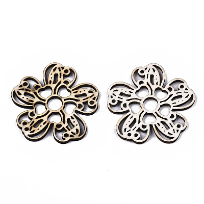 Unfinished Natural Poplar Wood Filigree Joiners Links WOOD-N006-80-1