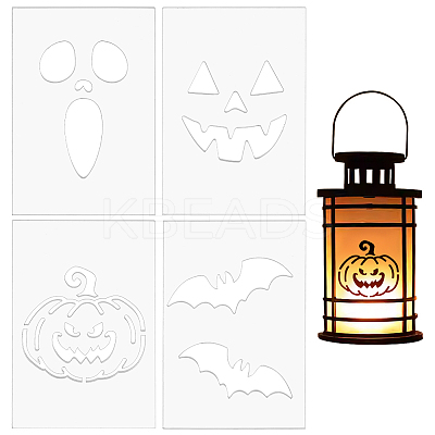 4Pcs Halloween Theme Acrylic Quilting Templates DIY-BC0015-86B-1