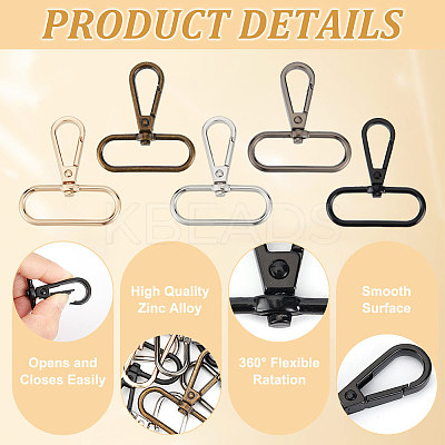 10Pcs 5 Colors Zinc Alloy Swivel Clasps FIND-HY0003-09-1