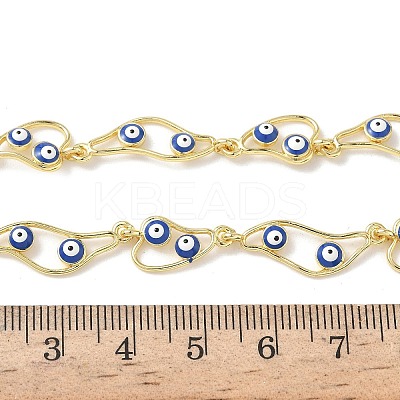 Brass Enamel Evil Eye Link Chain Necklaces NJEW-G183-01G-04-1