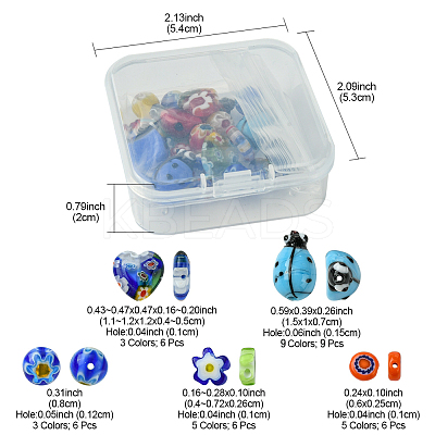 33Pcs Handmade Lampwork Beads LAMP-FS0001-12-1