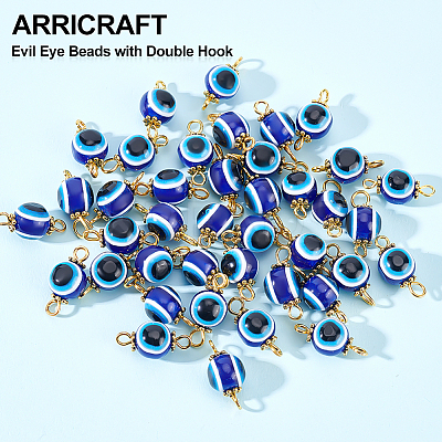 200Pcs Evil Eye Resin Beads Connector Charms RESI-HY0001-05-1