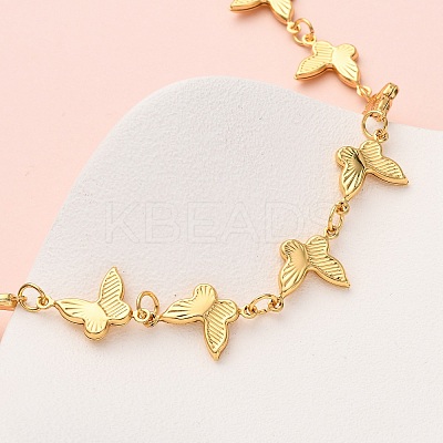 304 Stainless Steel Butterfly Link Chain Necklaces for Women NJEW-G178-16G-1