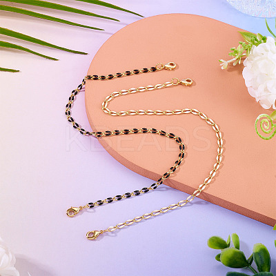 2Pcs 2 Colors Brass Enamel Curb Chain Bracelet Making AJEW-TAC00046-1