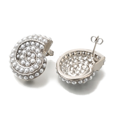 Rack Plating Shell Shape Brass Stud Earrings EJEW-H016-06P-1