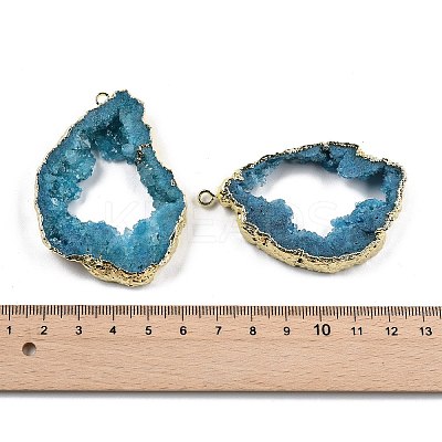 Dyed Nuggets Natural Druzy Geode Agate Big Pendants G-M287-10-1