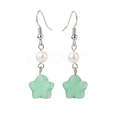 Natural & Synthetic Gemstone Star Dangle Earring for Women EJEW-JE05063-1