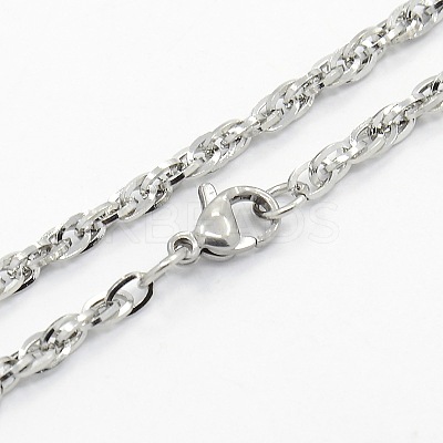 Tarnish Resistant Men's 304 Stainless Steel Rope Chain Necklaces STAS-O037-80P-1