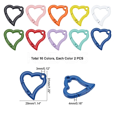 20Pcs 10 Colors Spray Painted Alloy Spring Gate Rings KEYC-PH0001-47-1
