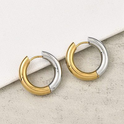 201 Stainless Steel Two Tone Hoop Earrings EJEW-Q002-01G-06-1