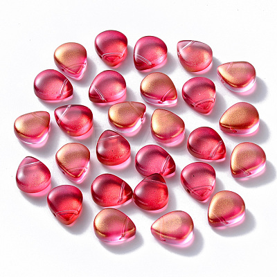 Transparent Spray Painted Glass Beads GLAA-T016-29B-1
