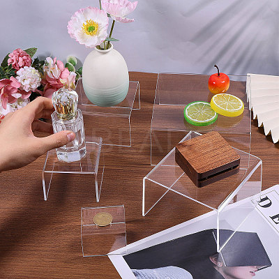 10Pcs 5 Styles Transparent Acrylic Display Riser Stands ODIS-GL0001-09-1