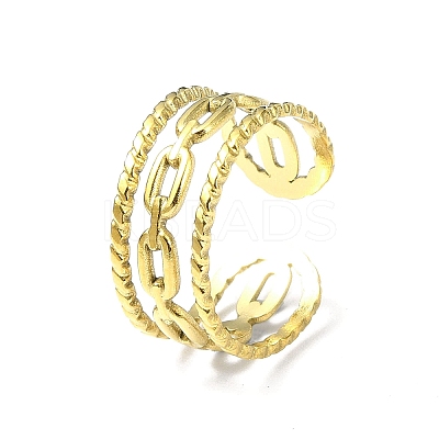 Ion Plating(IP) 304 Stainless Steel Open Cuff Ring RJEW-L109-035G-1