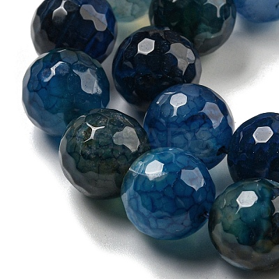 Faceted Natural Dragon Veins Agate Beads Strands G-F447-12mm-L06-1
