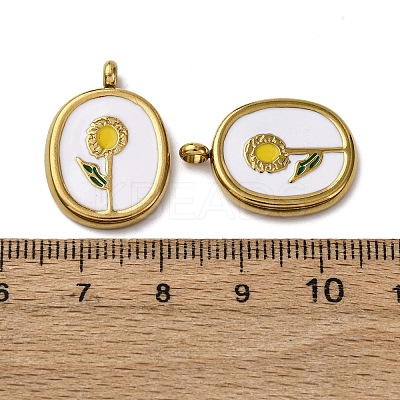 304 Stainless Steel Enamel Pendants STAS-P406-23G-1