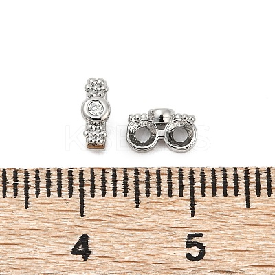 Brass Micro Pave Clear Cubic Zirconia Spacer Bars KK-P302-21A-P-1
