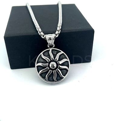 Vintage Sunflower Pendant 304 Stainless Steel Necklaces for Women Men PF9276-1