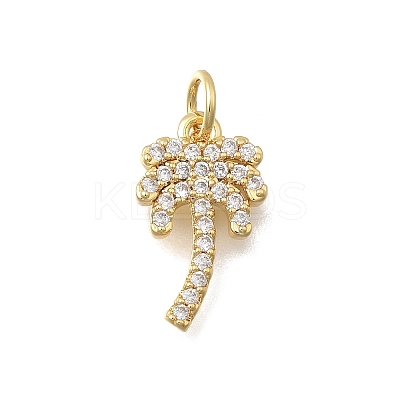 Brass Micro Pave Clear Cubic Zirconia Pendants KK-D431-054G-1