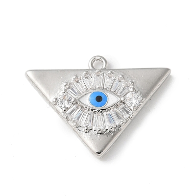 Rack Plating Brass Micro Pave Cubic Zirconia Enamel Pendants KK-P290-56B-P-1