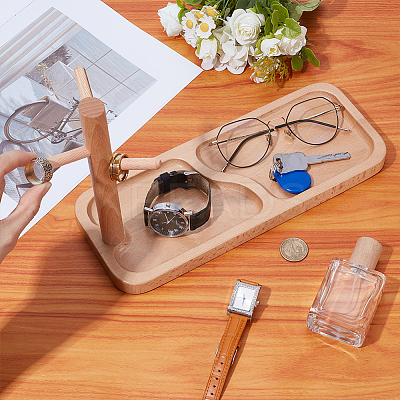 Wood Jewelry Tower Holder with Tray ODIS-WH0078-59-1