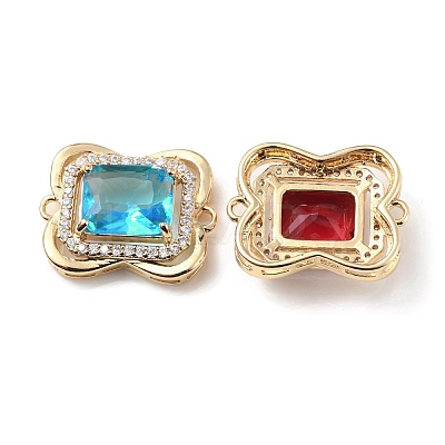Brass K9 Glass Connector Charms KK-C024-57KCG-1