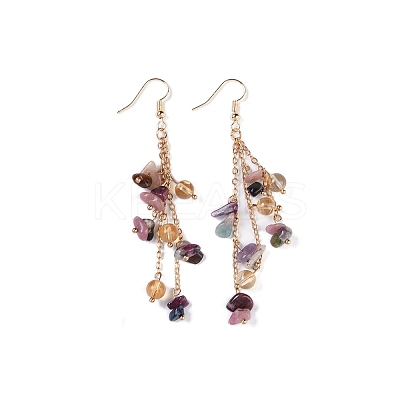Golden Plated Brass Dangle Earrings EJEW-K275-01G-03-1