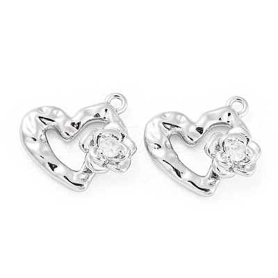 Brass Micro Pave Cubic Zirconia Charms KK-E090-34P-1