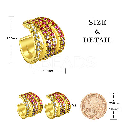 Brass Micro Pave Grade AAA Cubic Zirconia Cuff Earrings JE020A-X-1