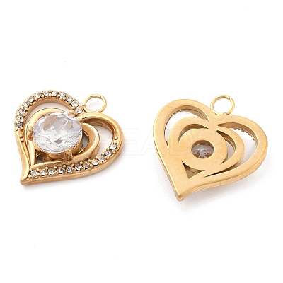 304 Stainless Steel Rhinestone Pendants STAS-Q340-03G-02-1