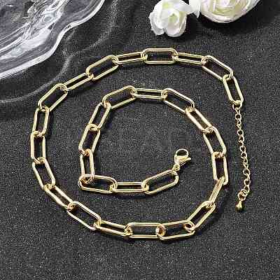 Brass Paperclip Chain Necklaces for Women NJEW-B157-20G-1