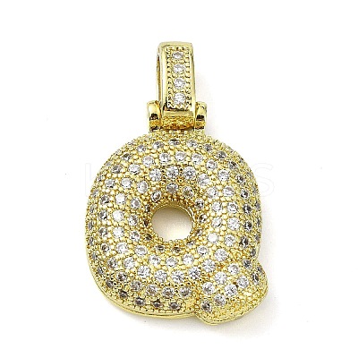 Brass Micro Pave Clear Cubic Zirconia Pendants KK-M279-01G-Q-1