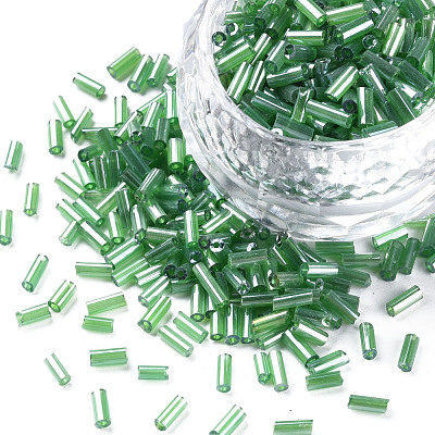 Transparent Colours Luster Glass Bugle Beads SEED-N005-001-A07-1