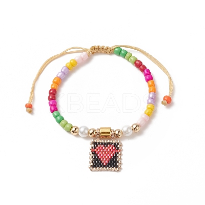 Glass Seed Braided Bead Bracelet BJEW-MZ00025-01-1