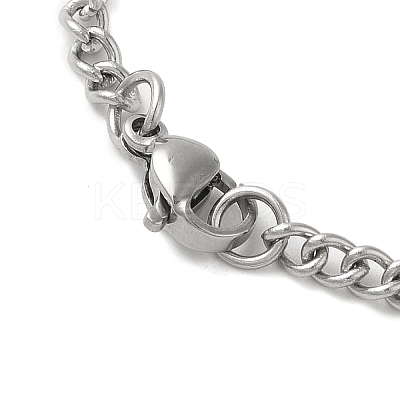 201 Stainless Steel Curb Chain Rectangle with Dragon Pendant Necklaces for Women NJEW-M008-03P-1