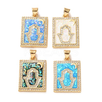 Brass Micro Pave Clear Cubic Zirconia Pendants KK-S048-03G-1