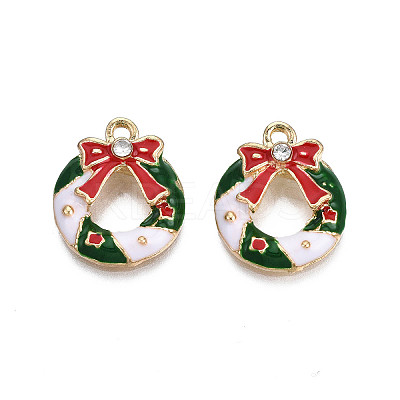 Rack Plating Alloy Enamel Pendants X-ENAM-N055-161-1