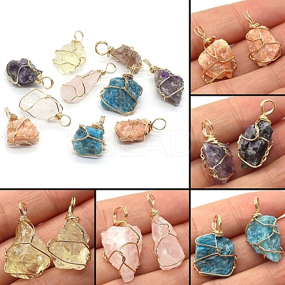 Raw Rough Natural Mixed Gemstone Pendants FIND-PW0020-04-1