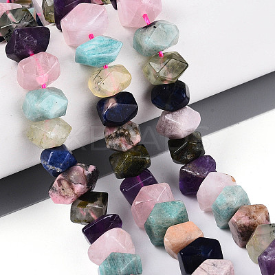 Natural Sodalite & Rhodonite & Prehnite & Amethyst & Rose Quartz & Flower Amazonite & Sunstone Beads Strands G-N358-01A-01-1