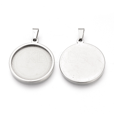 Non-Tarnish 304 Stainless Steel Pendant Cabochon Settings X-STAS-S073-05P-1